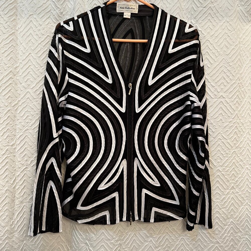 KeKe Collection Zip Front Sheer Cardigan Jacket Size Large